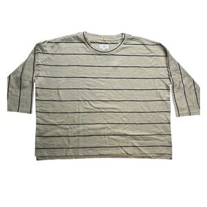 Lou & Grey Striped 3/4 Sleeve Casual Top Womens Size L Beige Black New‎